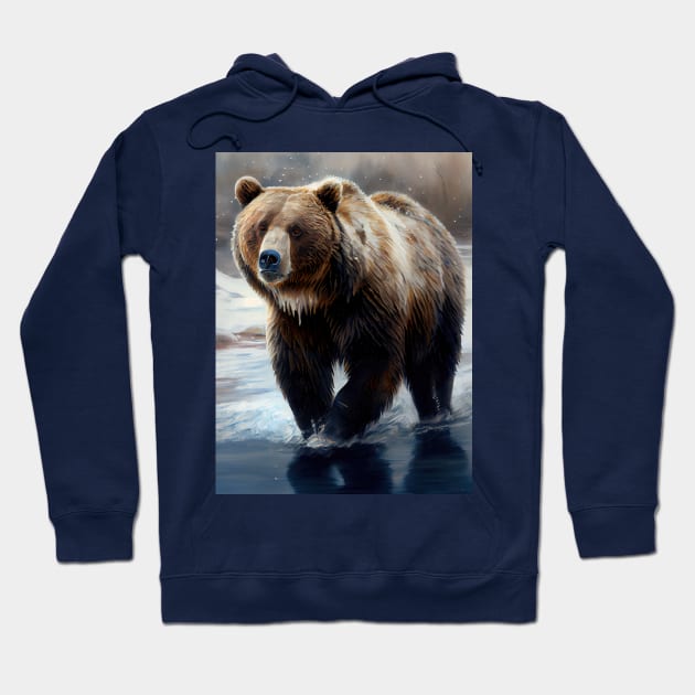 Arctic Grizzly Bear-Oil paint Hoodie by ABART BY ALEXST 